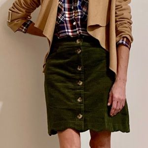 Olive green corduroy scalloped skirt